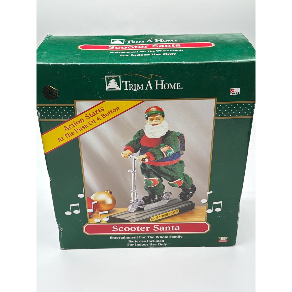 Trim A Home Scooter Santa Animated Christmas Figure‎ Plays Music Battery NWT
